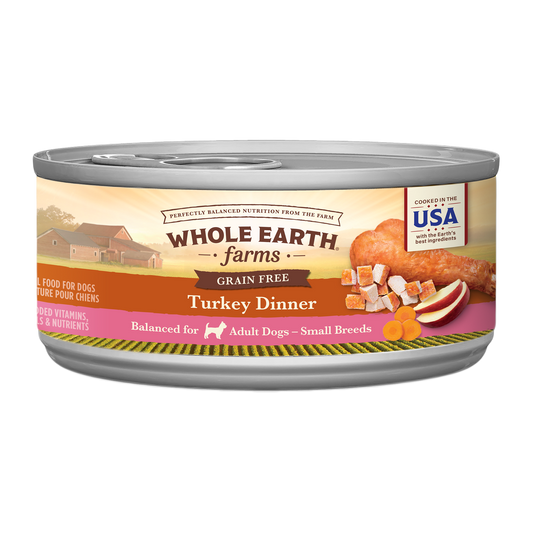 Whole Earth Farms Grain Free Small Breed Wet Dog Food Turkey Dinner 3oz Can