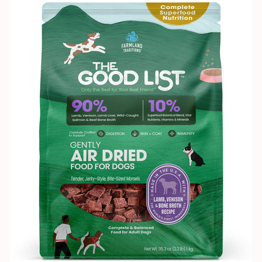 Farmland Traditions The Good List Gently Air Dried Dog Food Lamb, Venison & Bone Broth 2.2lb