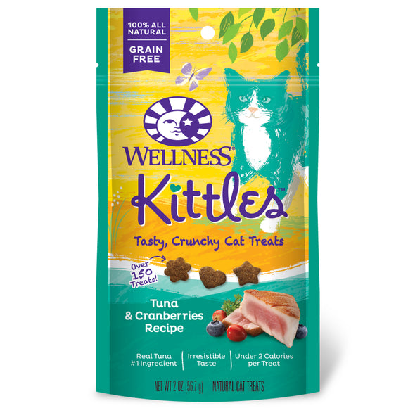 Wellness Kittles Crunchy Natural Grain Free Cat Treats Tuna & Cranberry 2oz Bag