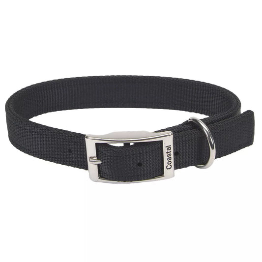 Coastal Double Ply 1in Wide 22in Dog Collar Black