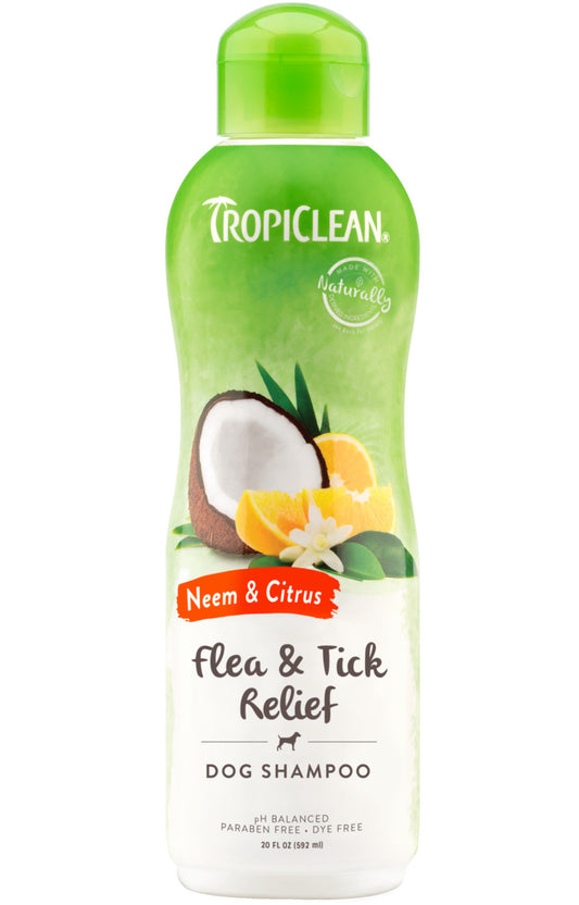 TropiClean Neem & Citrus Flea & Tick Relief Shampoo for Dogs, 20oz