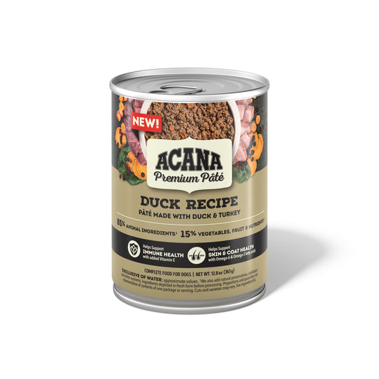 ACANA Premium Pate Wet Dog Food Duck Recipe in Bone Broth, 12.8oz