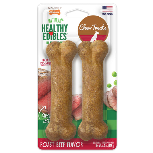 Nylabone Healthy Edibles All-Natural Long Lasting Roast Beef Dog Chew Treats Medium/Wolf