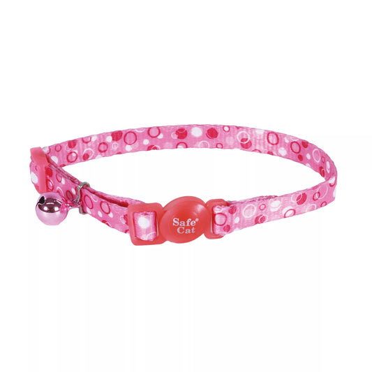 Coastal Safe Cat 3/8in Wide 8-12in Breakaway Collar Pink Dots