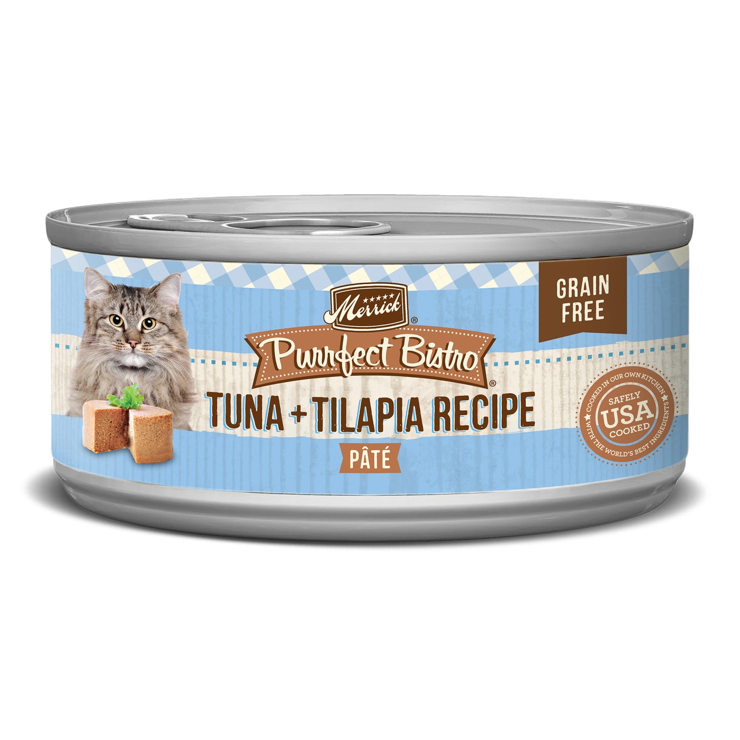 Merrick Purrfect Bistro Grain Free Wet Cat Food Tuna and Tilapia Recipe Pate 3oz