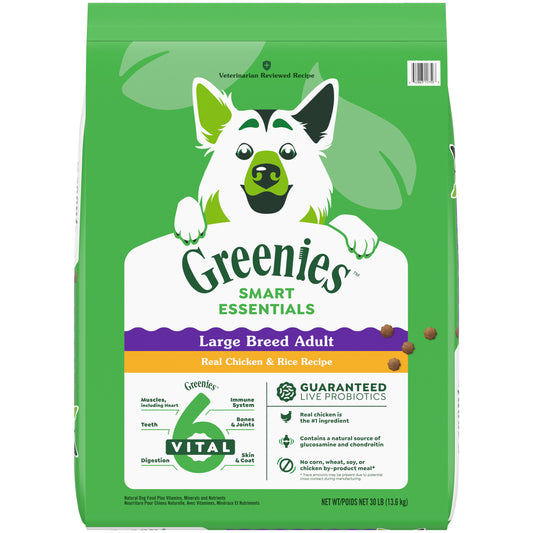 Greenies Smart Essentials Adult Large Breed High Protein Dry Dog Food Real Chicken & Rice Recipe, 30 lb