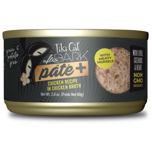 Tiki Cat After Dark Pate+ Wet Cat Food, Chicken, 2.8 oz. Can