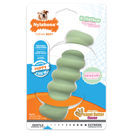 Nylabone Sensory Material Puppy Teething Toys Bundle Peanut Butter Small/Regular