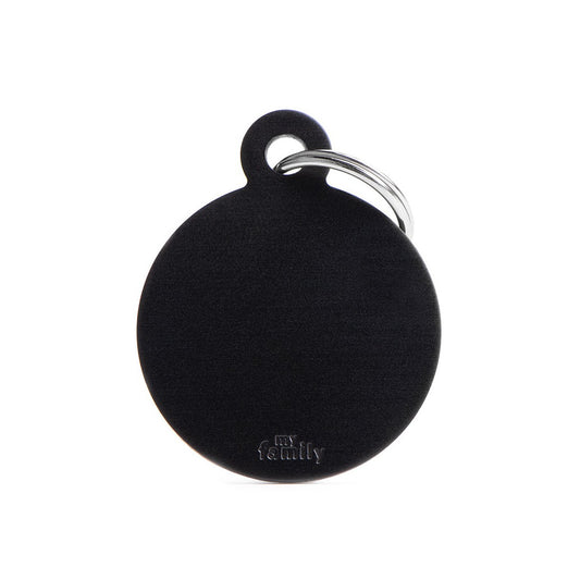 My Family ID Basic Big Aluminum Black Circle ID Tag