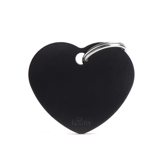 My Family ID Basic Big Aluminum Black Heart ID Tag