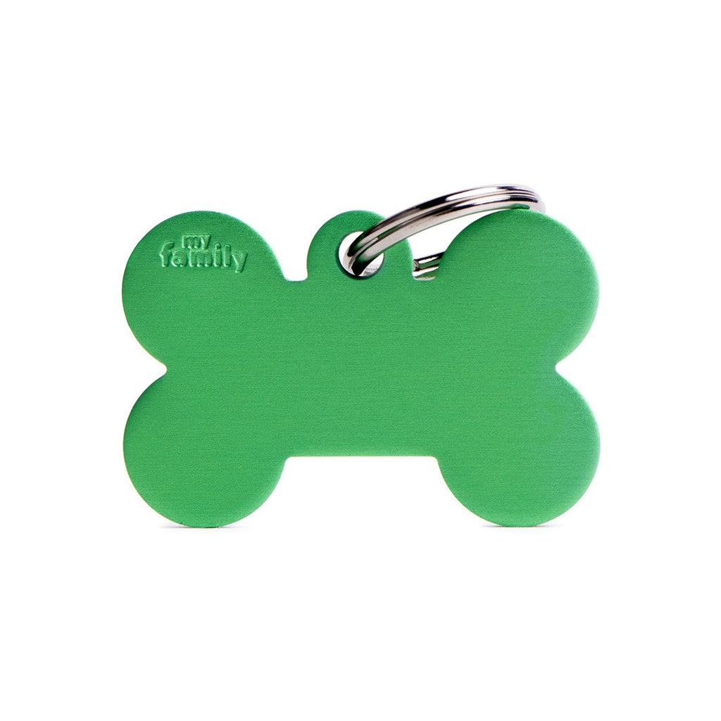 My Family ID Basic Big Aluminum Green Bone ID Tag