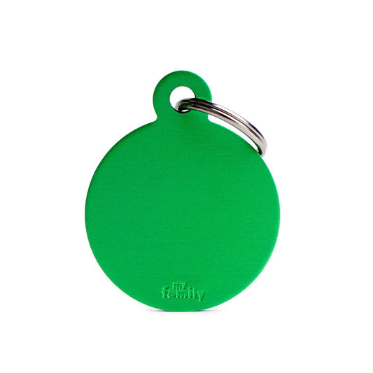 My Family ID Basic Big Aluminum Green Circle ID Tag
