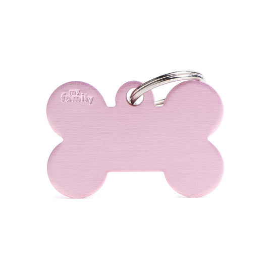 My Family ID Aluminum Pink Bone Tag, Large