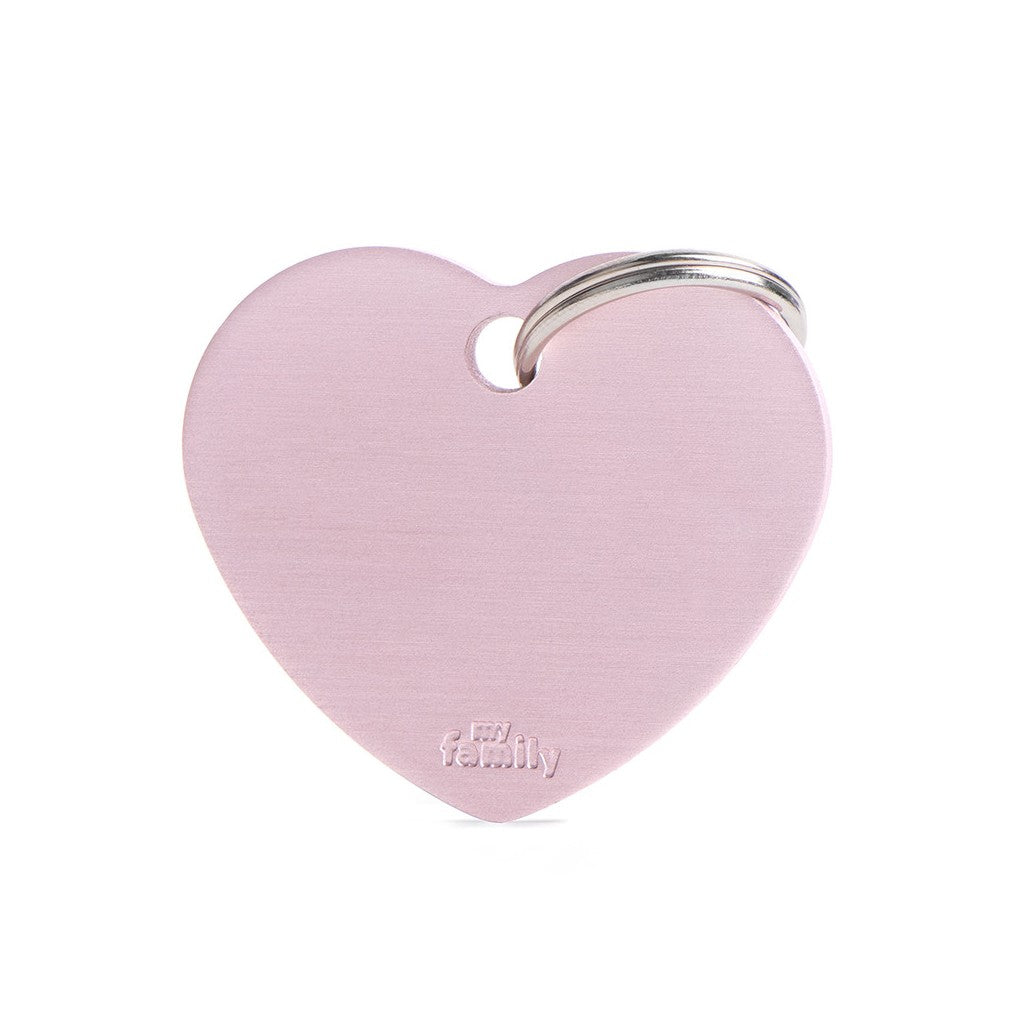 My Family ID Basic Big Aluminum Pink Heart ID Tag