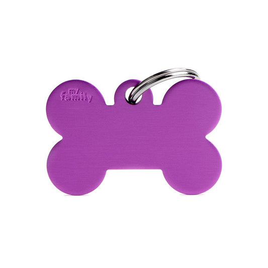 My Family ID Aluminum Purple Bone Tag, Large