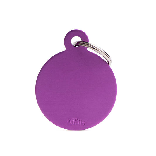 My Family ID Basic Big Aluminum Purple Circle ID Tag