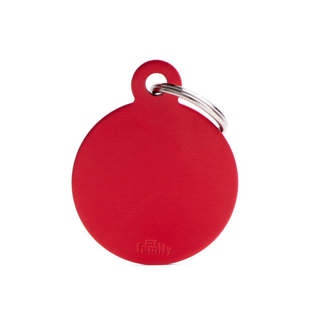 My Family ID Basic Big Aluminum Red Circle ID Tag