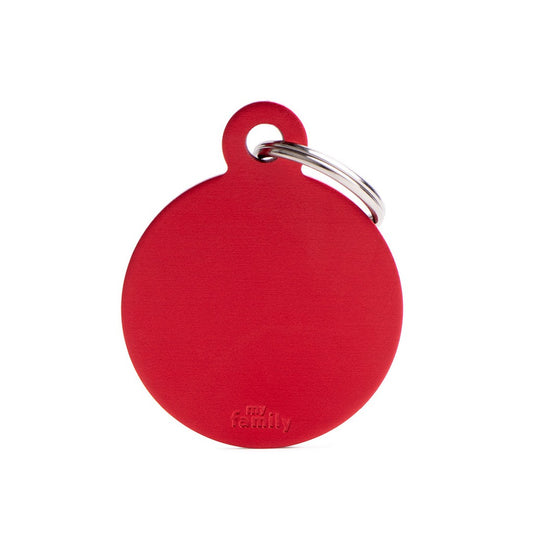 My Family ID Basic Big Aluminum Red Circle ID Tag