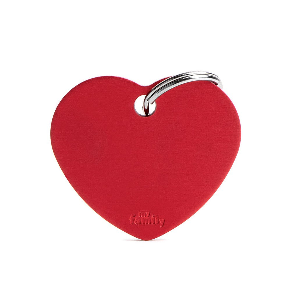 My Family ID Basic Big Aluminum Red Heart ID Tag