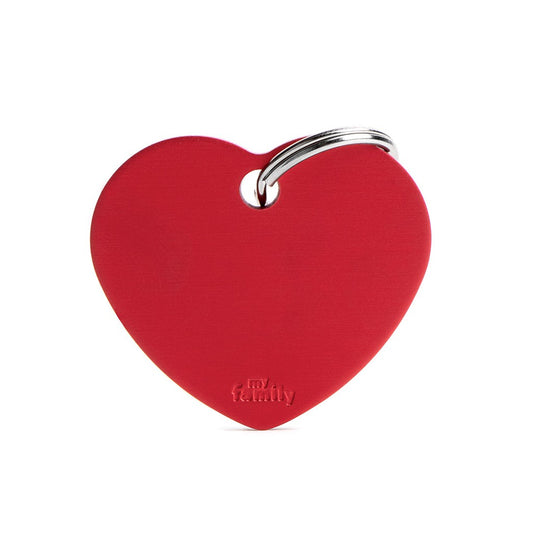 My Family ID Basic Big Aluminum Red Heart ID Tag