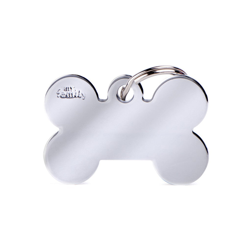 My Family ID Basic Big Bone ID Tag in Chrome-Plated Brass