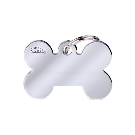 My Family ID Basic Big Bone ID Tag in Chrome-Plated Brass