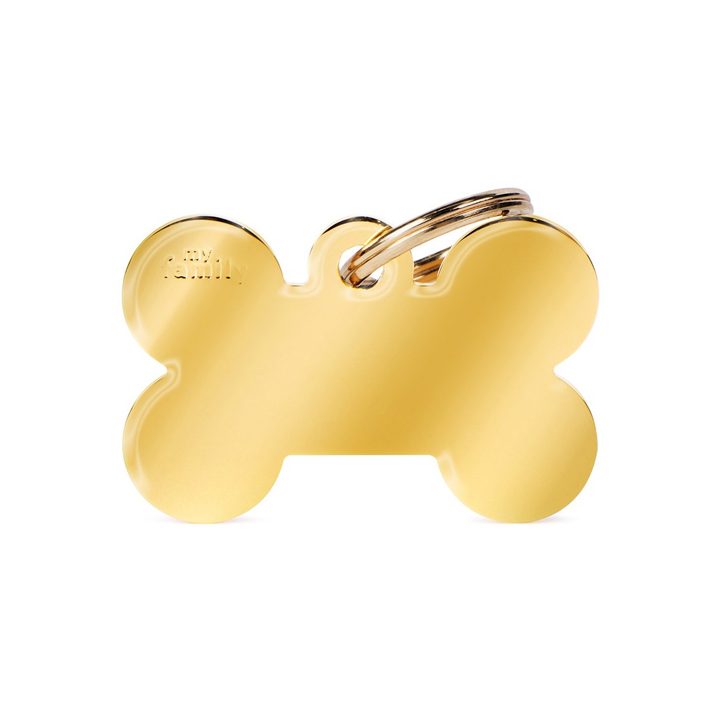 My Family ID Basic Big Bone ID Tag in Gold-Plated Brass