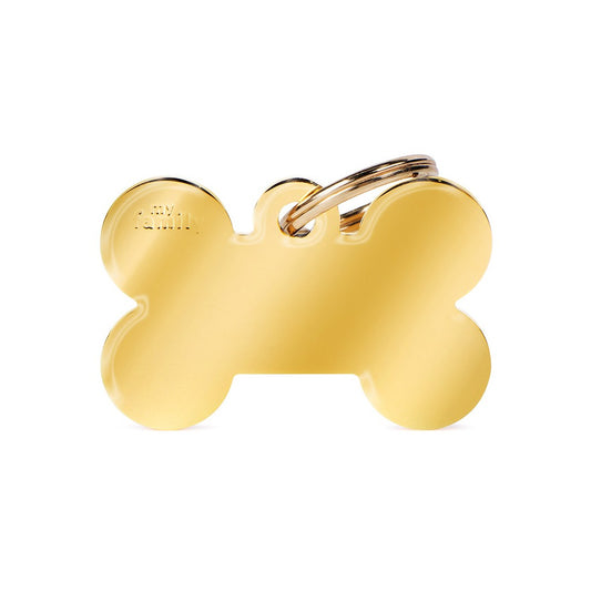 My Family ID Basic Big Bone ID Tag in Gold-Plated Brass