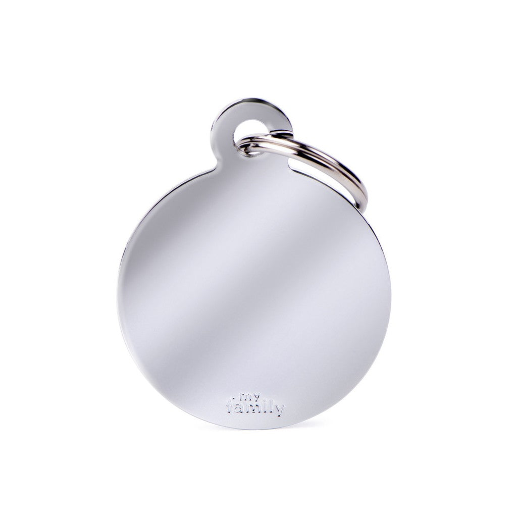 My Family ID Basic Big Circle ID Tag in Chrome-Plated Brass