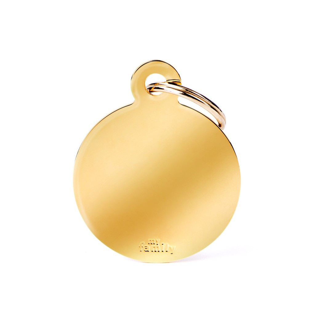 My Family ID Basic Big Circle ID Tag in Gold-Plated Brass