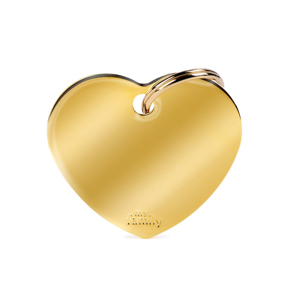 My Family ID Basic Big Heart ID Tag in Gold-Plated Brass
