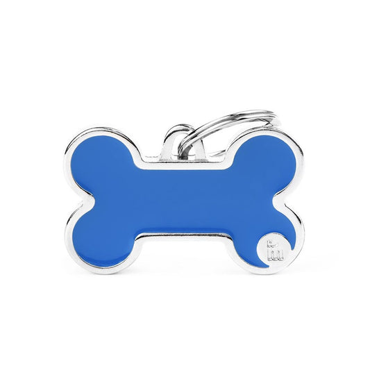 My Family ID Basic Handmade Big Blue Bone ID Tag