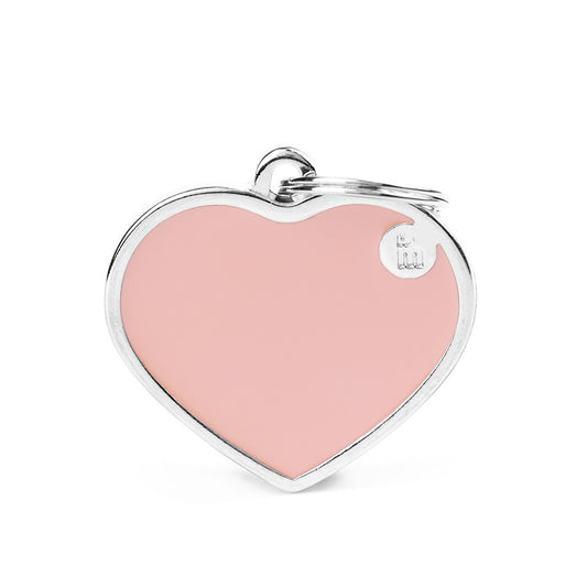 My Family ID Basic Handmade Big Pink Heart ID Tag