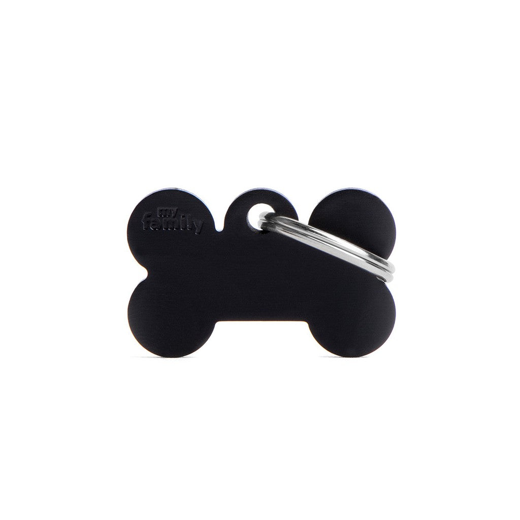 My Family ID Aluminum Black Bone Tag, Small