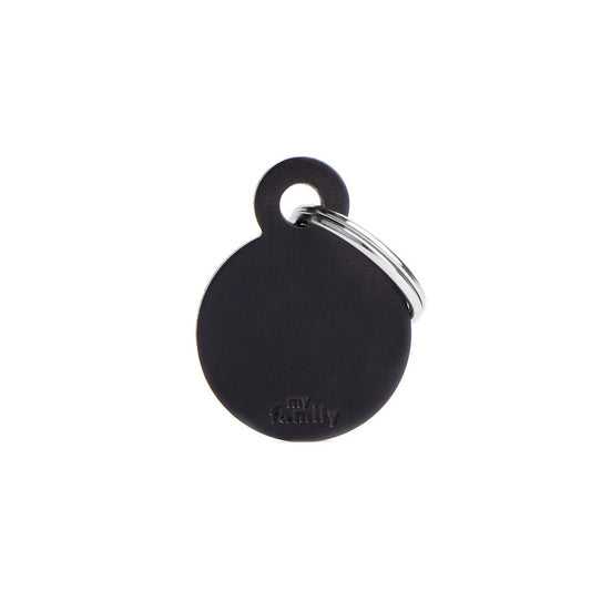 My Family ID Basic Small Aluminum Black Circle ID Tag