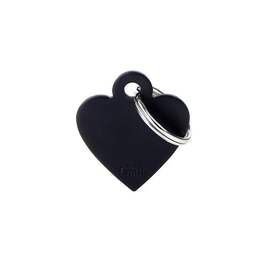 My Family ID Basic Small Aluminum Black Heart ID Tag