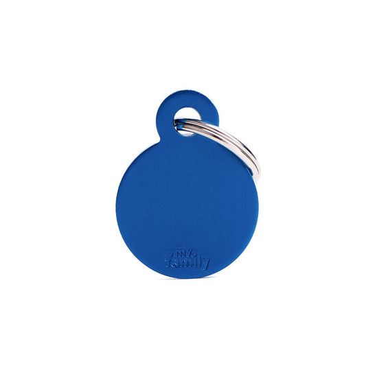 My Family ID Basic Small Aluminum Blue Circle ID Tag