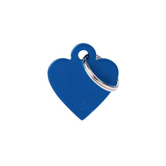 My Family ID Basic Small Aluminum Blue Heart ID Tag