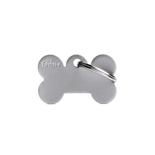 My Family ID Basic Small Aluminum Gray Bone ID Tag