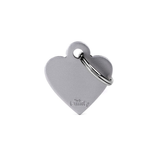 My Family ID Basic Small Aluminum Gray Heart ID Tag