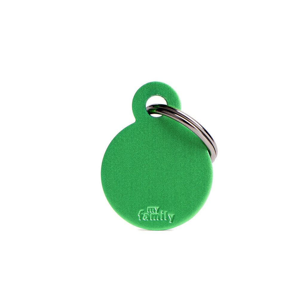 My Family ID Basic Small Aluminum Green Circle ID Tag