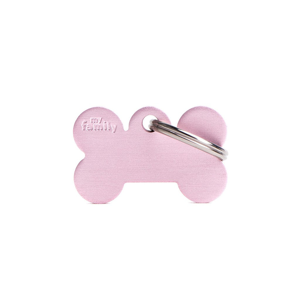 My Family ID Aluminum Pink Bone Tag, Small