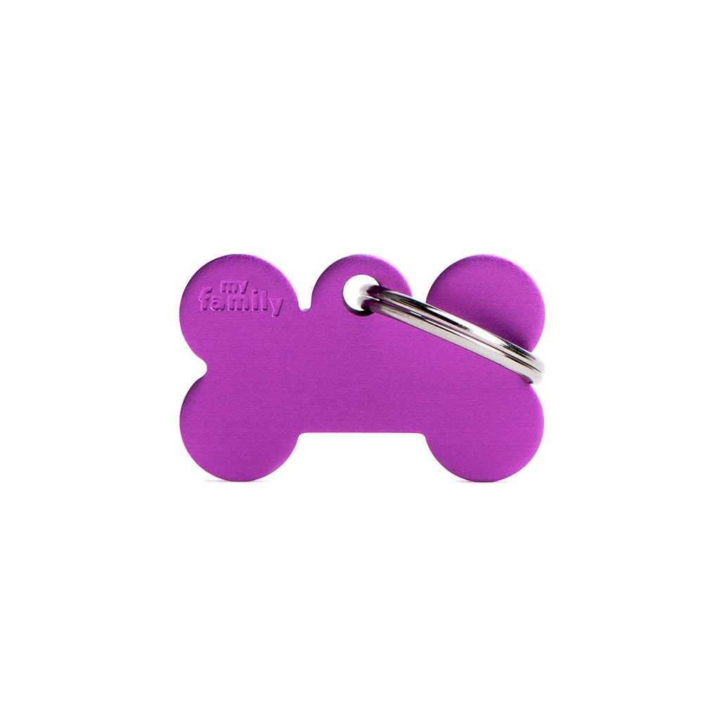 My Family ID Aluminum Purple Bone Tag, Small