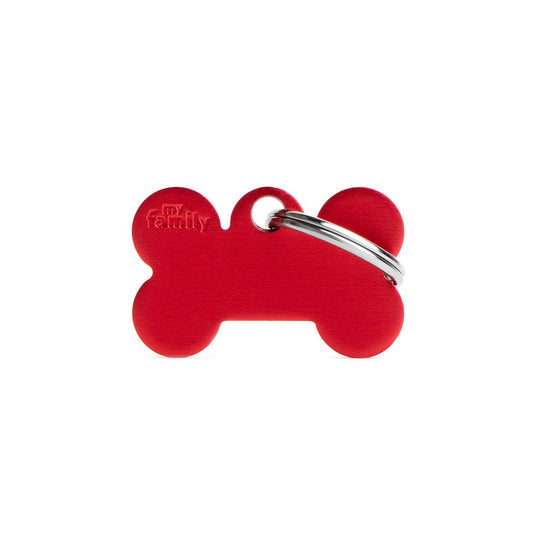 My Family ID Aluminum Red Bone Tag, Small