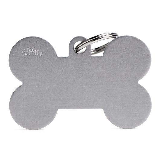 My Family ID Basic XL Aluminum Gray Bone ID Tag