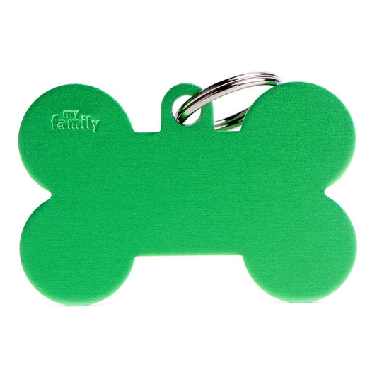 My Family ID Basic XL Aluminum Green Bone ID Tag