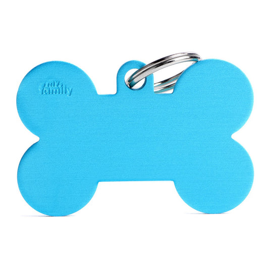 My Family ID Basic XL Aluminum Light Blue Bone ID Tag