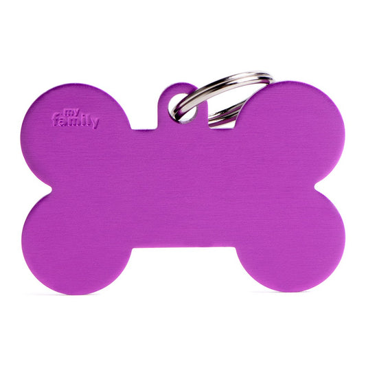 My Family ID Basic XL Aluminum Purple Bone ID Tag