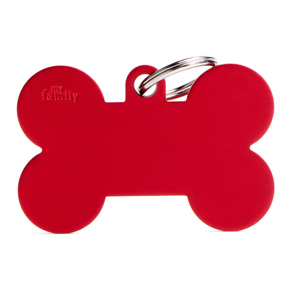 My Family ID Basic XL Aluminum Red Bone ID Tag