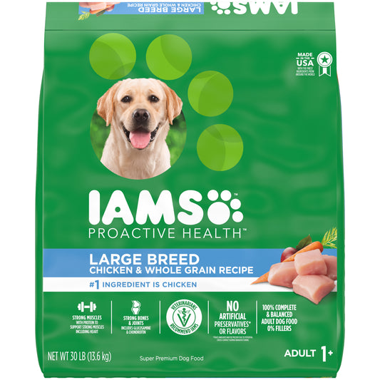 Iams Proactive Health Large Breed Dry Dog Food with Real Chicken, 30 lb